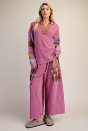 Better Together Plaid Mix Washed Thermal Knit Top - Westly