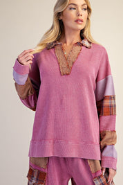 Better Together Plaid Mix Washed Thermal Knit Top - Westly