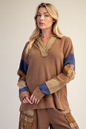 Better Together Plaid Mix Washed Thermal Knit Top - Westly