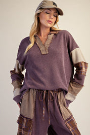 Better Together Plaid Mix Washed Thermal Knit Top - Westly