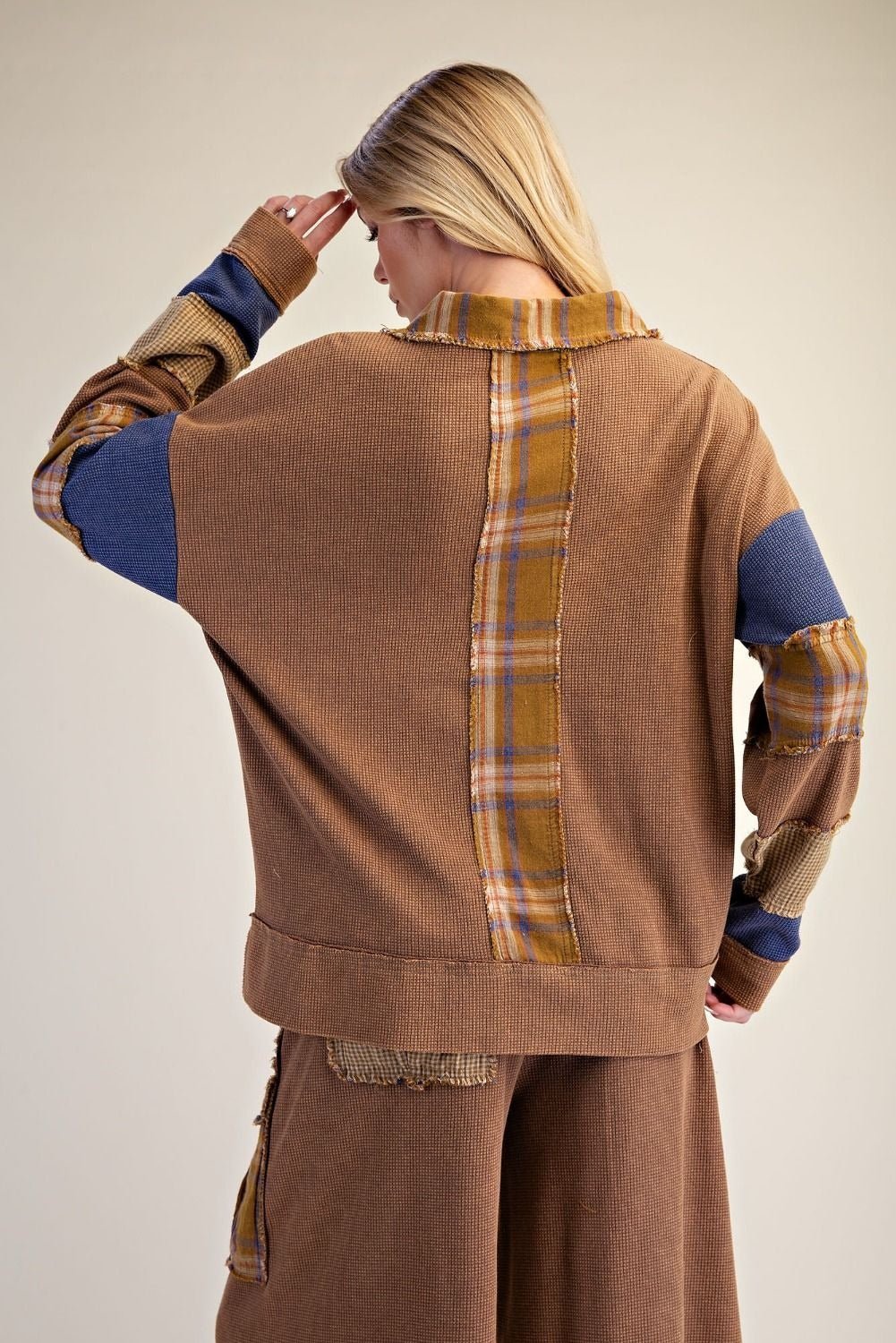 Better Together Plaid Mix Washed Thermal Knit Top - Westly