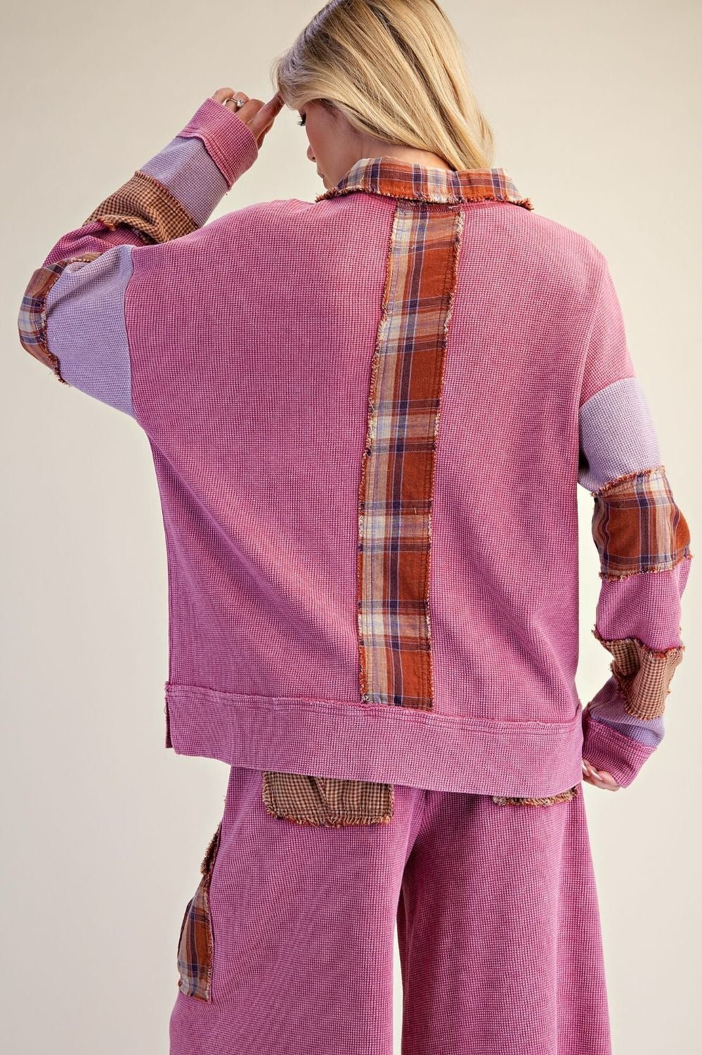 Better Together Plaid Mix Washed Thermal Knit Top - Westly