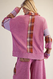 Better Together Plaid Mix Washed Thermal Knit Top - Westly