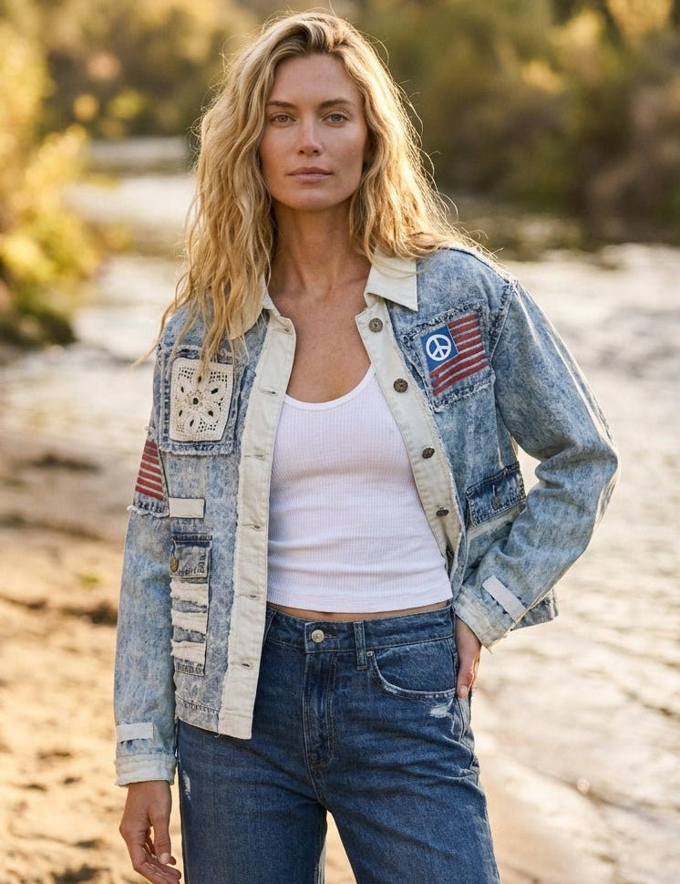 Betty Americana Patchwork Denim Jacket - Westly