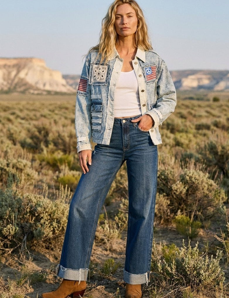 Betty Americana Patchwork Denim Jacket - Westly