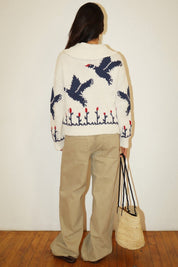 Birds of a Feather Zip-Up Cardigan - Westly