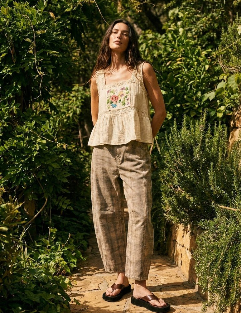 Bixby Plaid Printed Multi Color Barrel Pants - Westly
