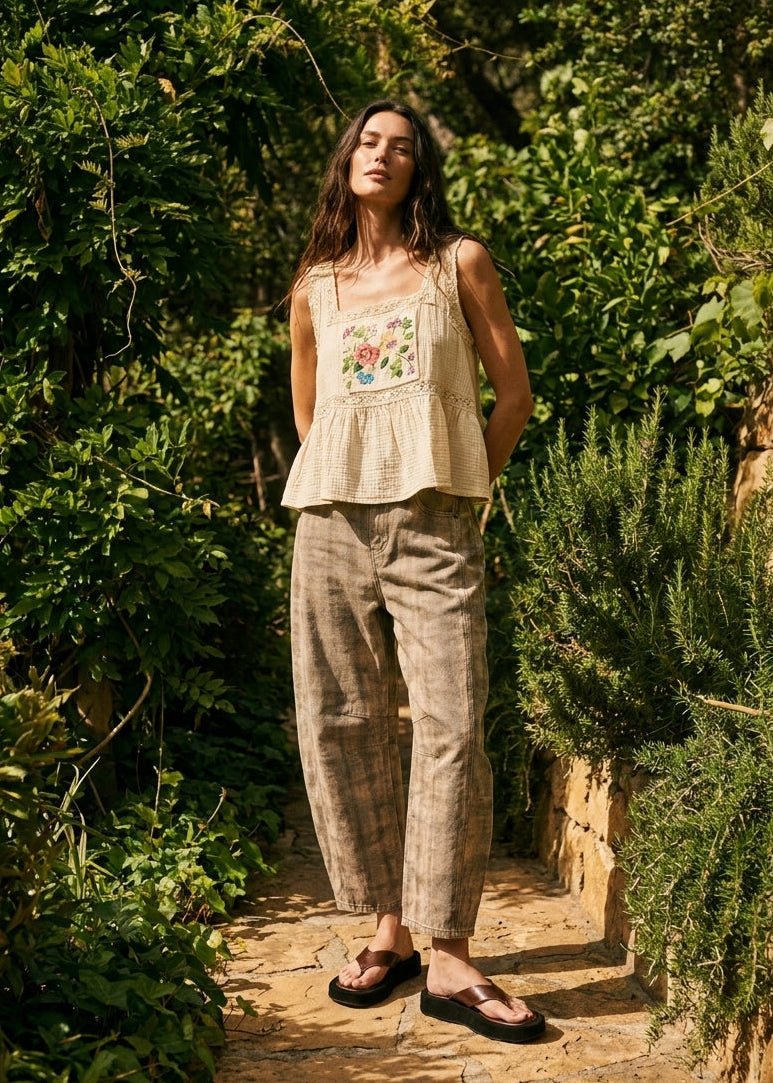 Bixby Plaid Printed Multi Color Barrel Pants - Westly