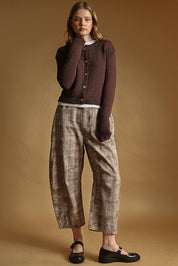Bixby Plaid Printed Multi Color Barrel Pants - Westly