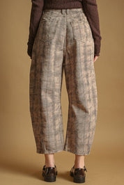 Bixby Plaid Printed Multi Color Barrel Pants - Westly