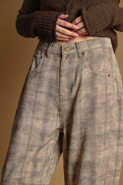 Bixby Plaid Printed Multi Color Barrel Pants - Westly