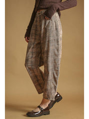 Bixby Plaid Printed Multi Color Barrel Pants - Westly