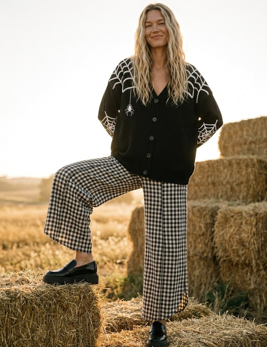 Black Widow Button-Front Knit Cardigan - Westly