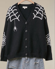 Black Widow Button-Front Knit Cardigan - Westly