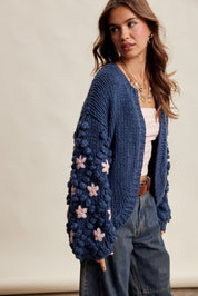 Bloom House Dimensional Floral Cardigan in Denim Blue - product photo 10