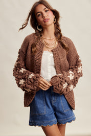 Bloom House Dimensional Floral Cardigan in Mocha - product photo 2
