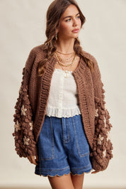 Bloom House Dimensional Floral Cardigan in Mocha - product photo 5
