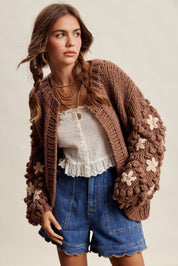 Bloom House Dimensional Floral Cardigan in Mocha - product photo 6
