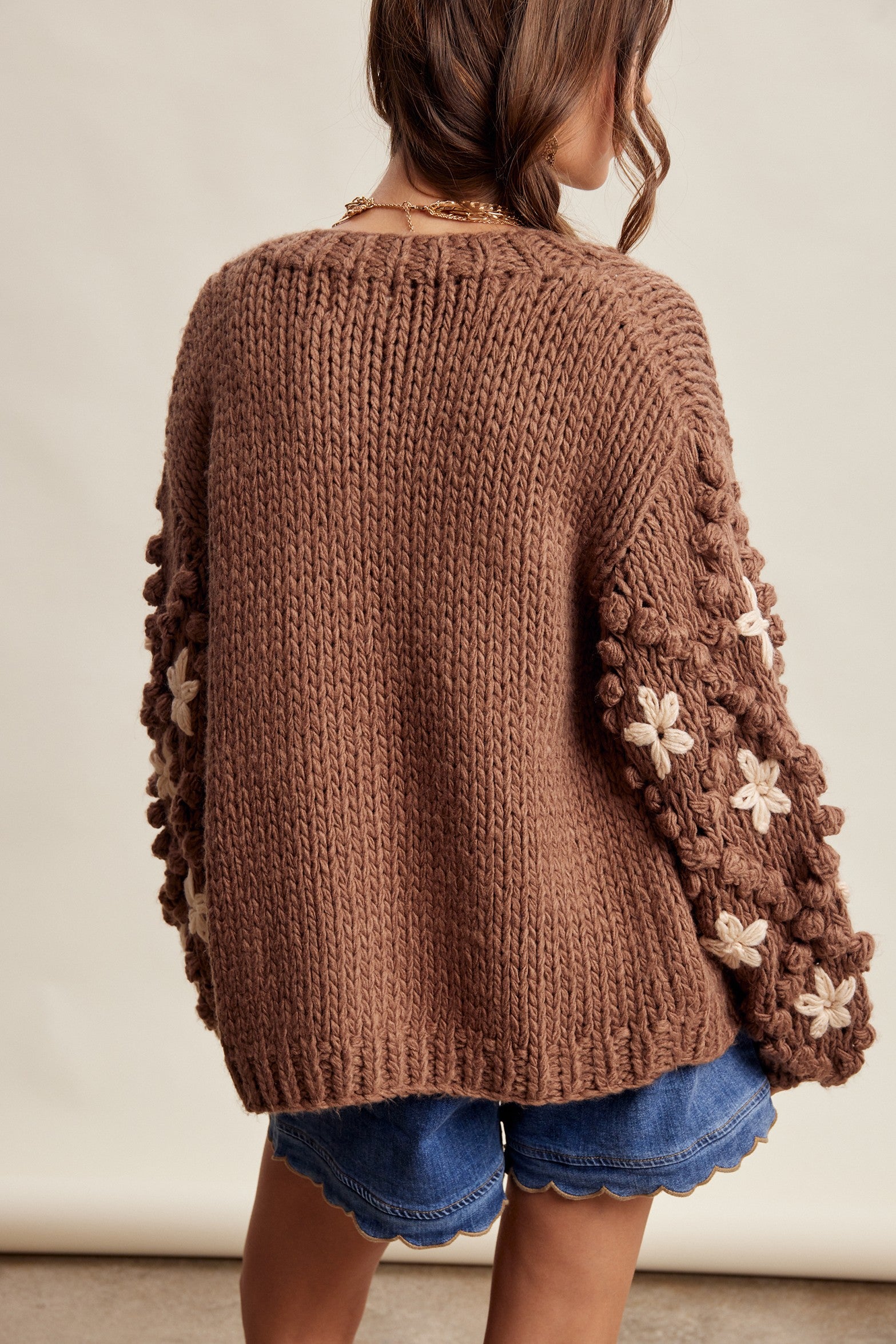 Bloom House Dimensional Floral Cardigan in Mocha - product photo 11