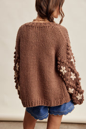 Bloom House Dimensional Floral Cardigan in Mocha - product photo 11