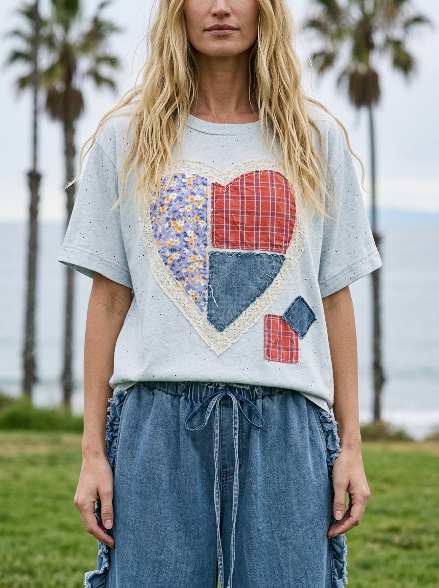 Bluebell Quilted Heart Vintage Top - Westly
