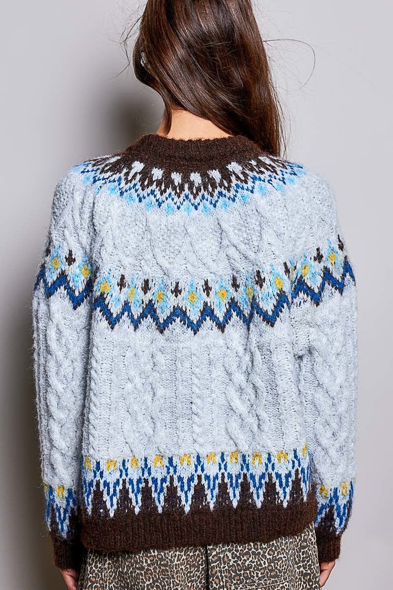 Bluebird Lodge Cable Knit Fair Isle Sweater - Westly