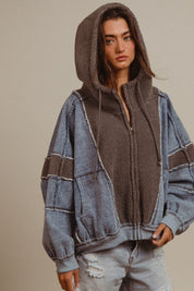 Blueprint Mixed Media Zip-Up Hoodie - Westly