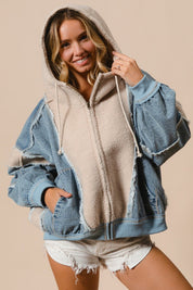 Blueprint Mixed Media Zip-Up Hoodie - Westly