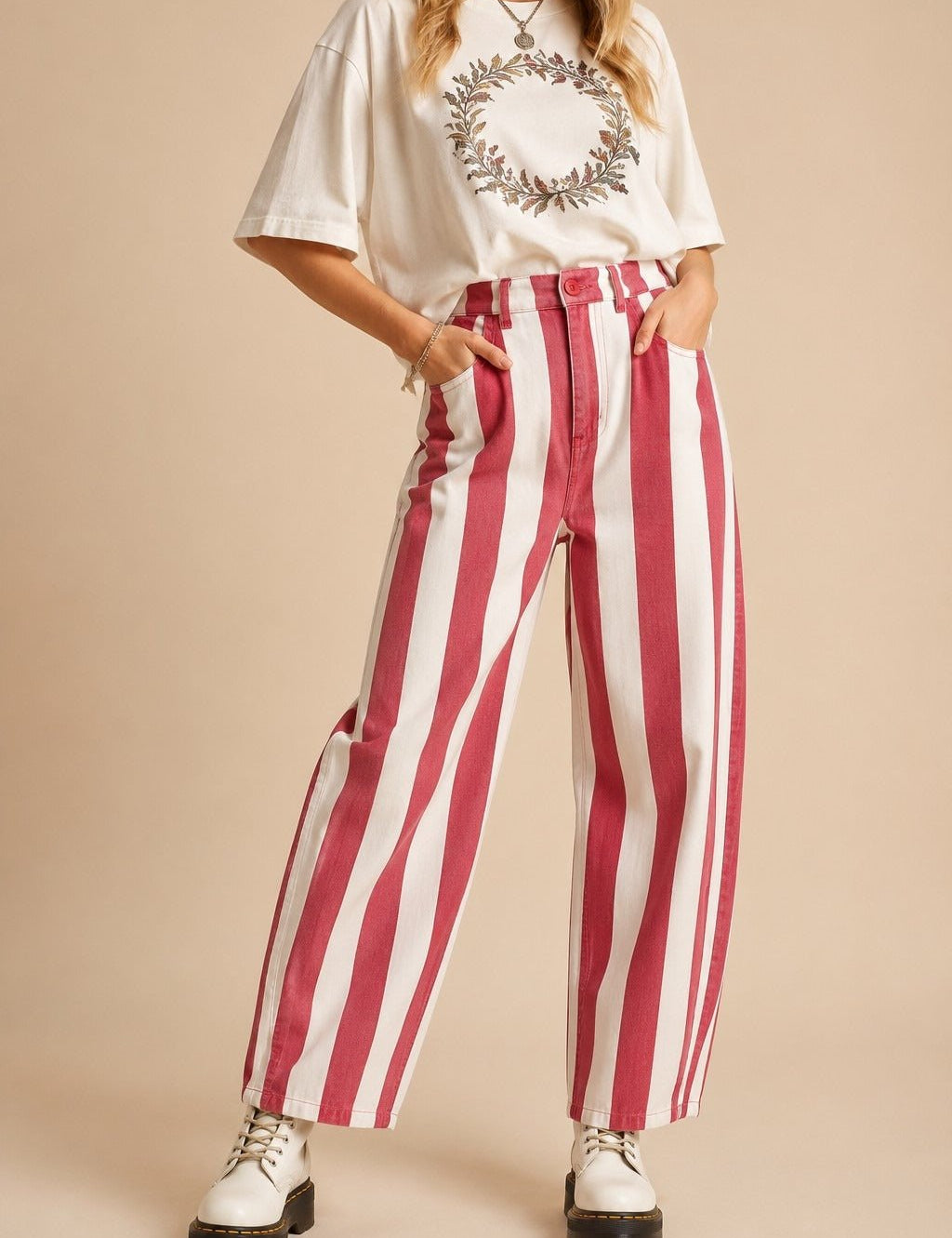 Boardwalk Striped Barrel Jeans - Westly