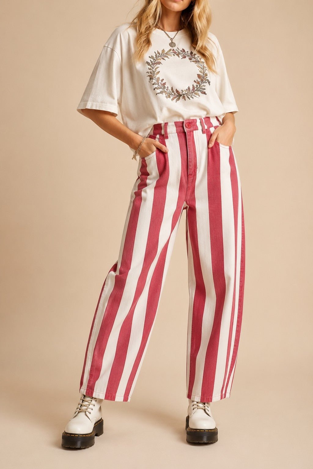 Boardwalk Striped Barrel Jeans - Westly