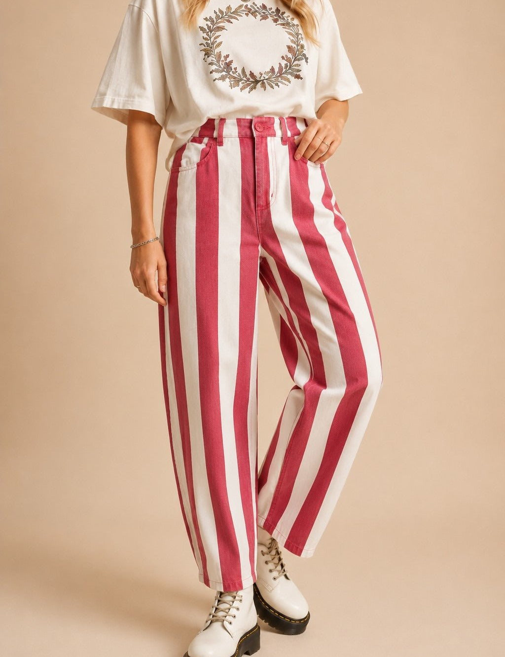 Boardwalk Striped Barrel Jeans - Westly