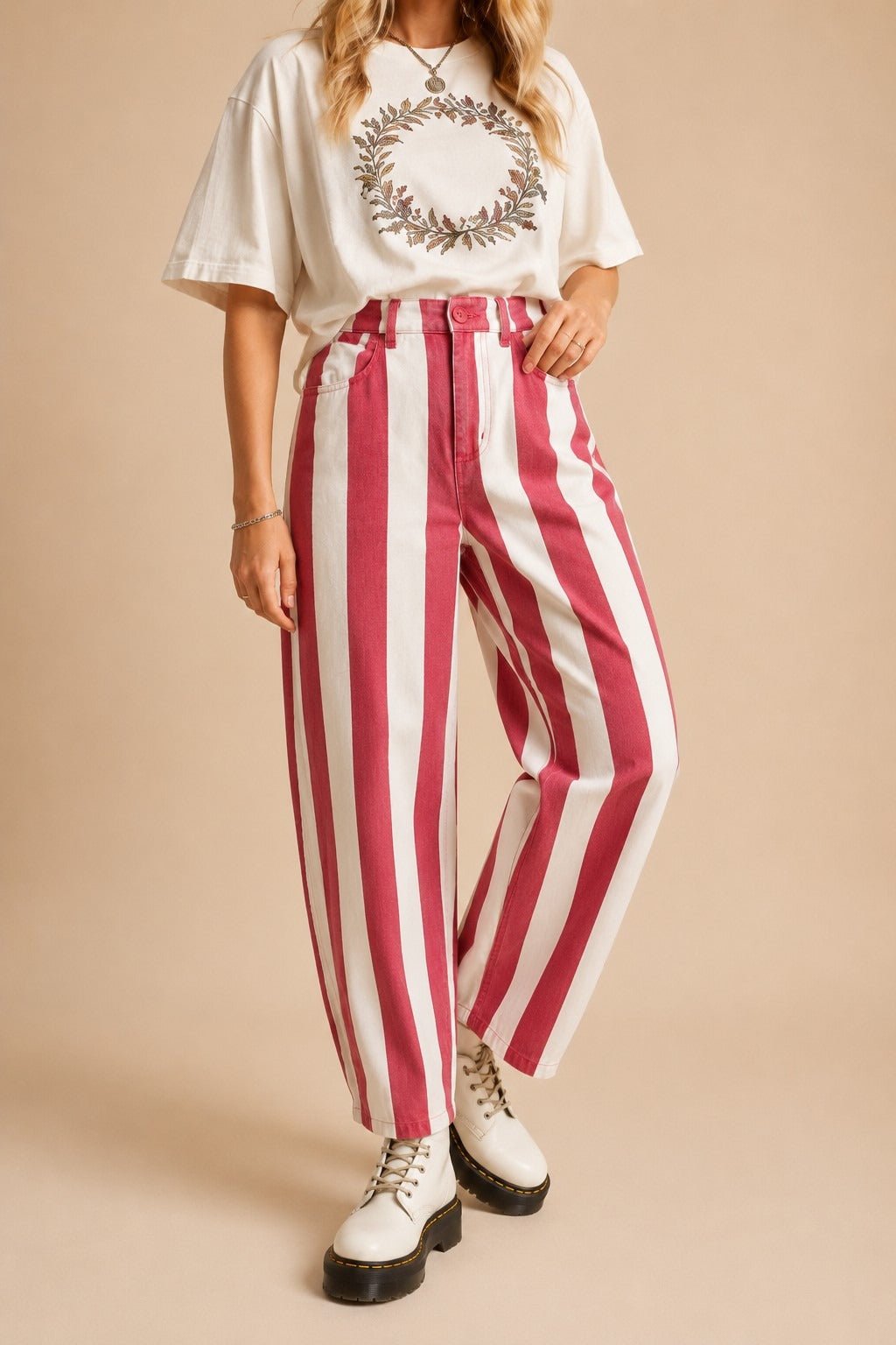 Boardwalk Striped Barrel Jeans - Westly