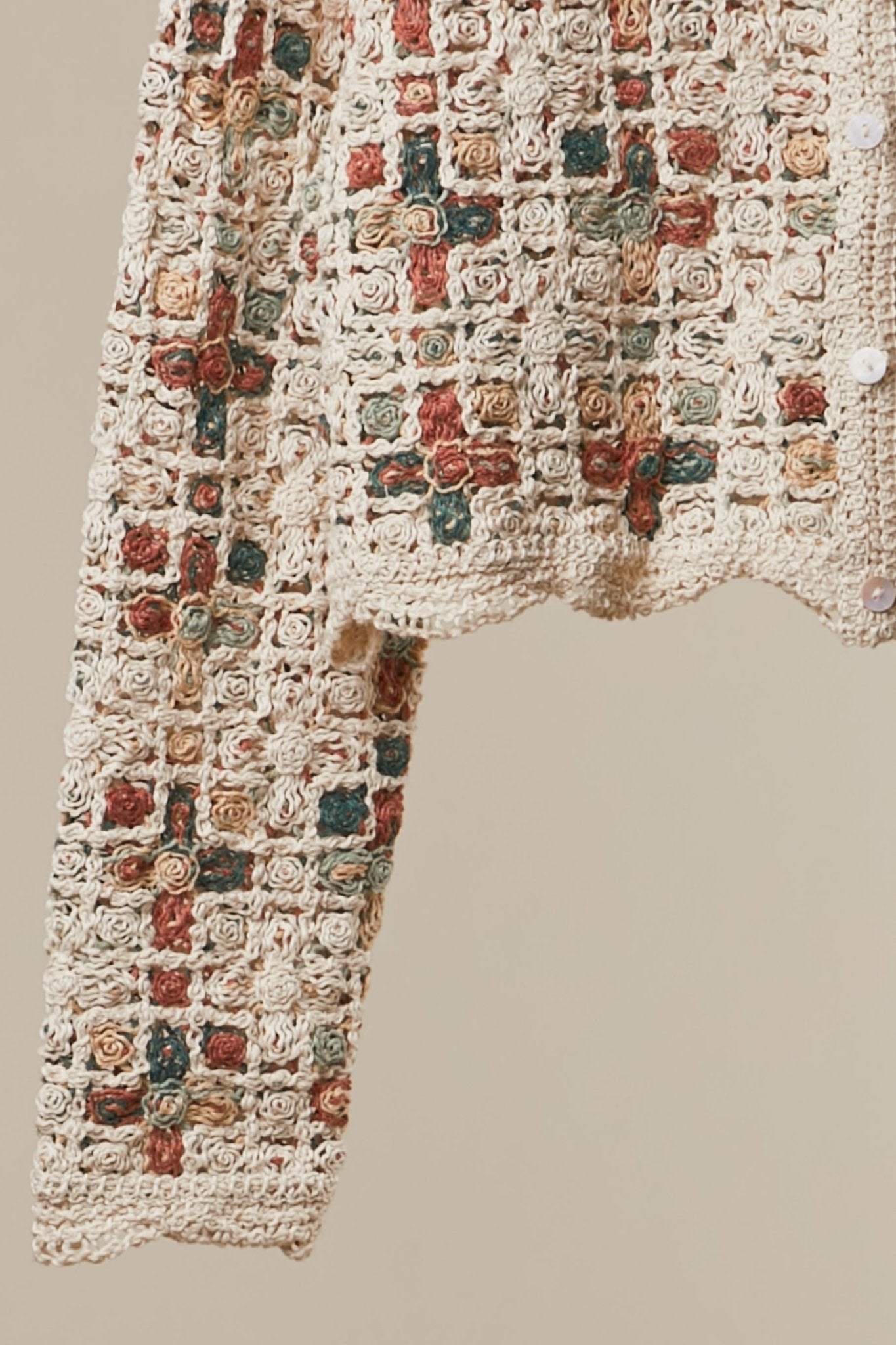 Boho Patchwork Crochet Button Cardigan - Westly