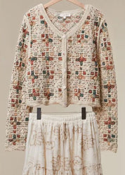 Boho Patchwork Crochet Button Cardigan - Westly