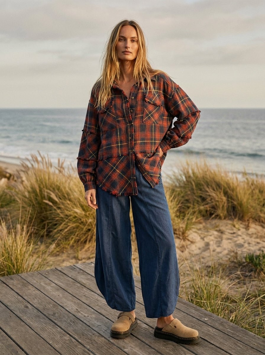 Bonfire Plaid Washed Button Down Shirt - Westly