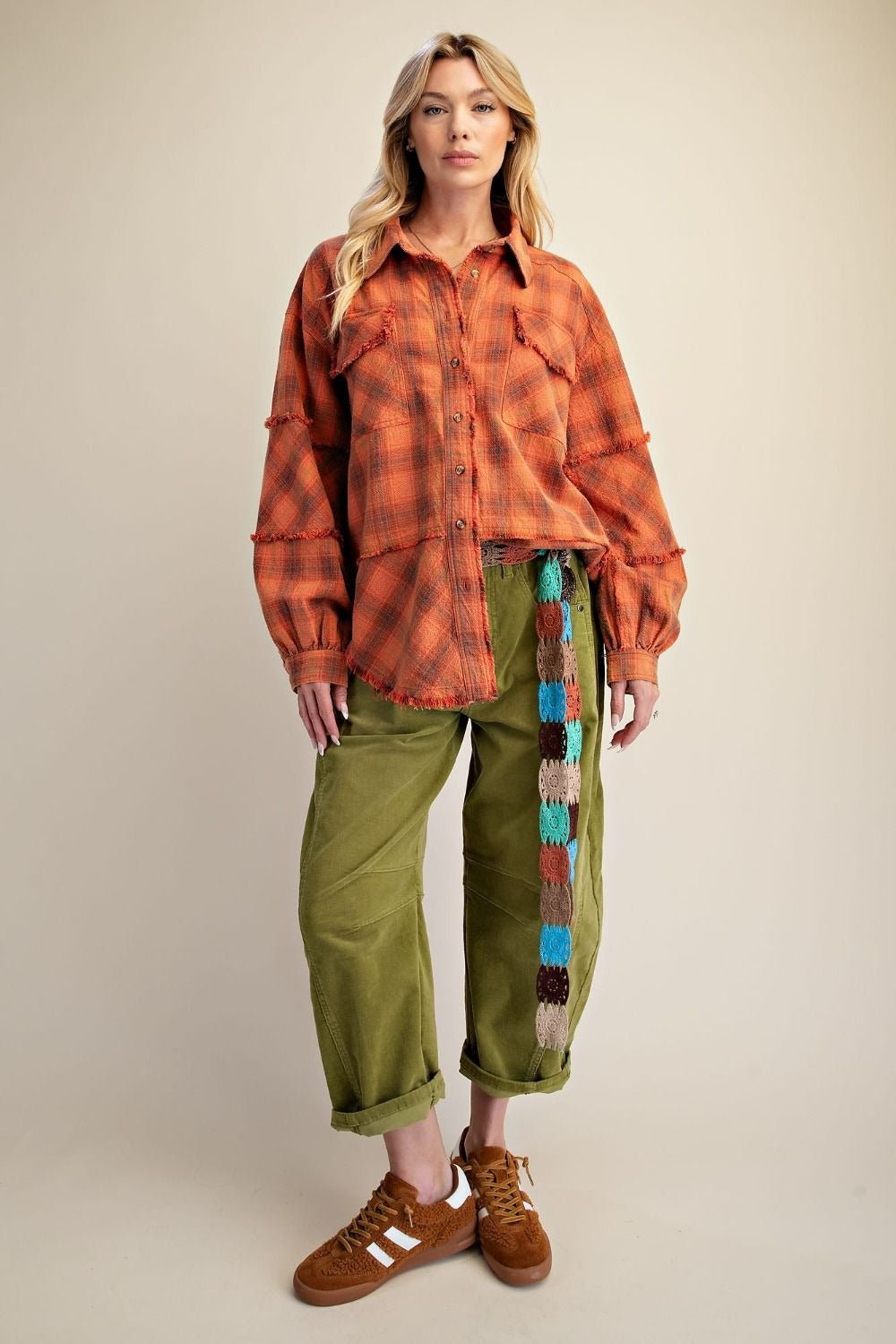 Bonfire Plaid Washed Button Down Shirt - Westly