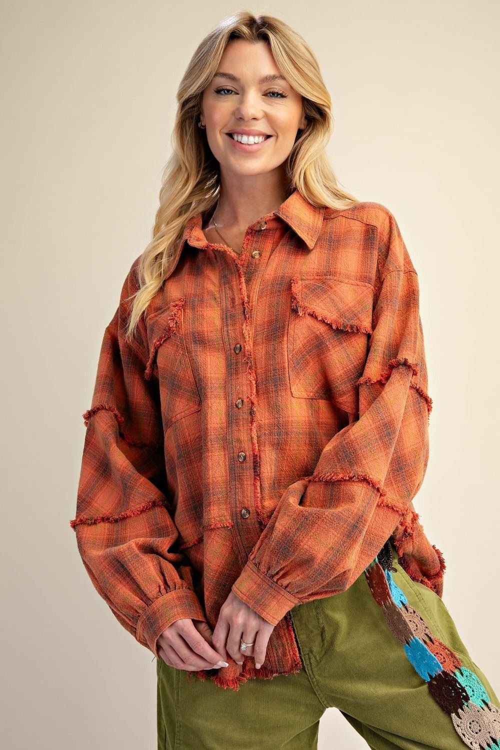 Bonfire Plaid Washed Button Down Shirt - Westly