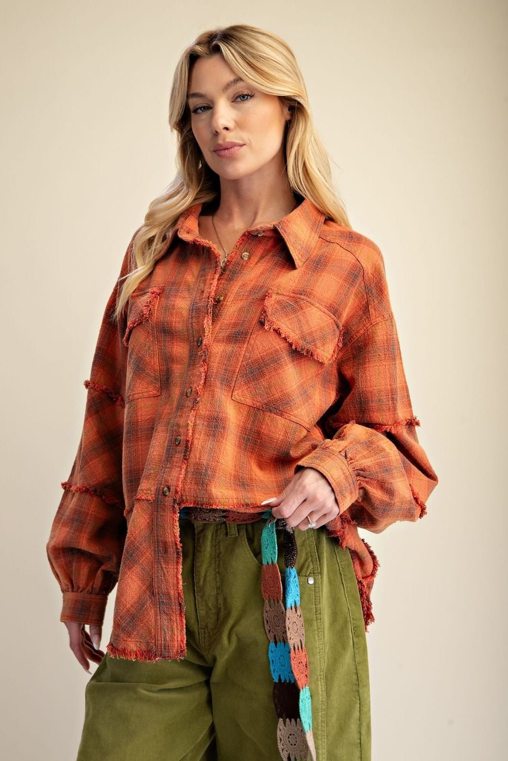 Bonfire Plaid Washed Button Down Shirt - Westly