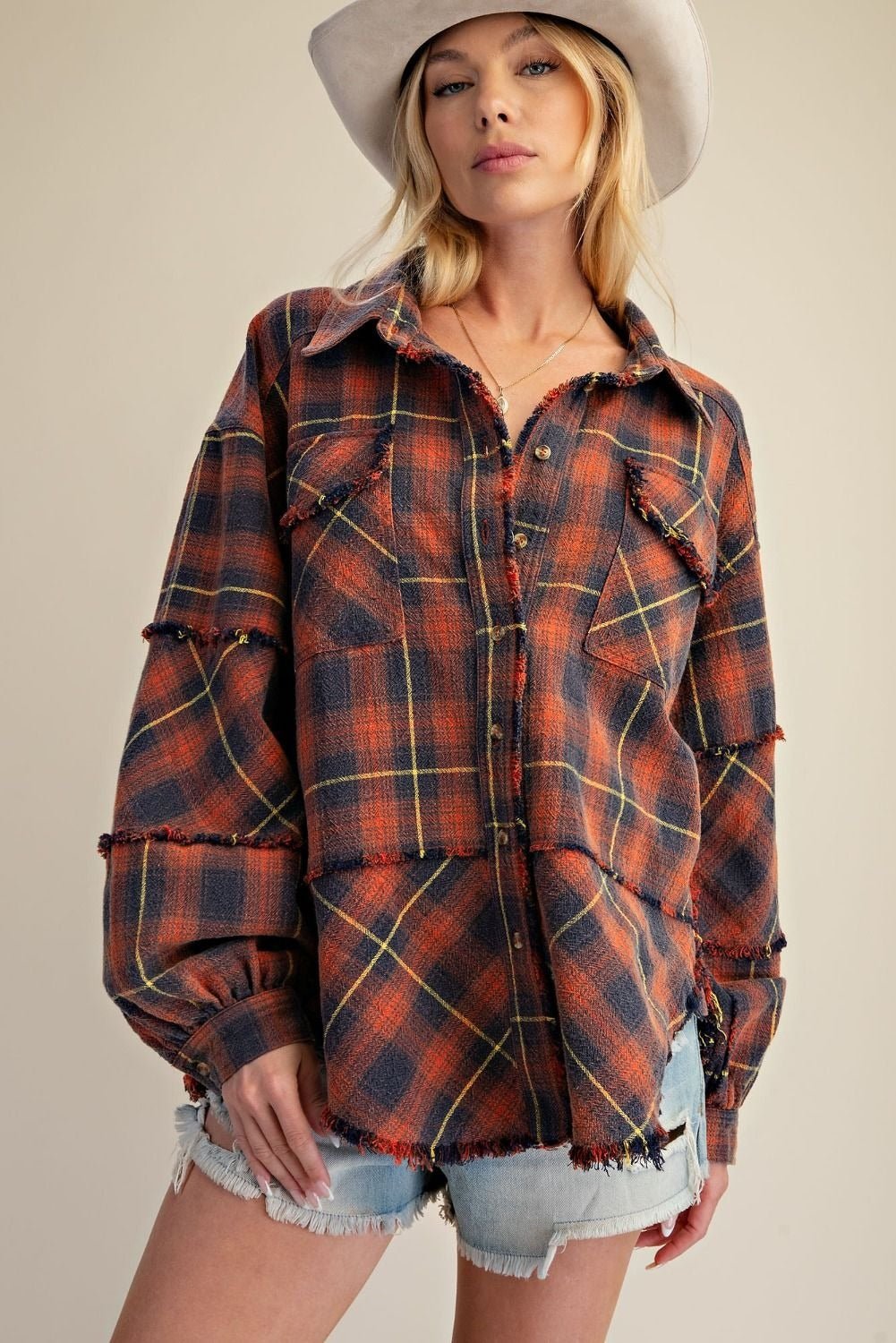 Bonfire Plaid Washed Button Down Shirt - Westly
