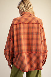 Bonfire Plaid Washed Button Down Shirt - Westly