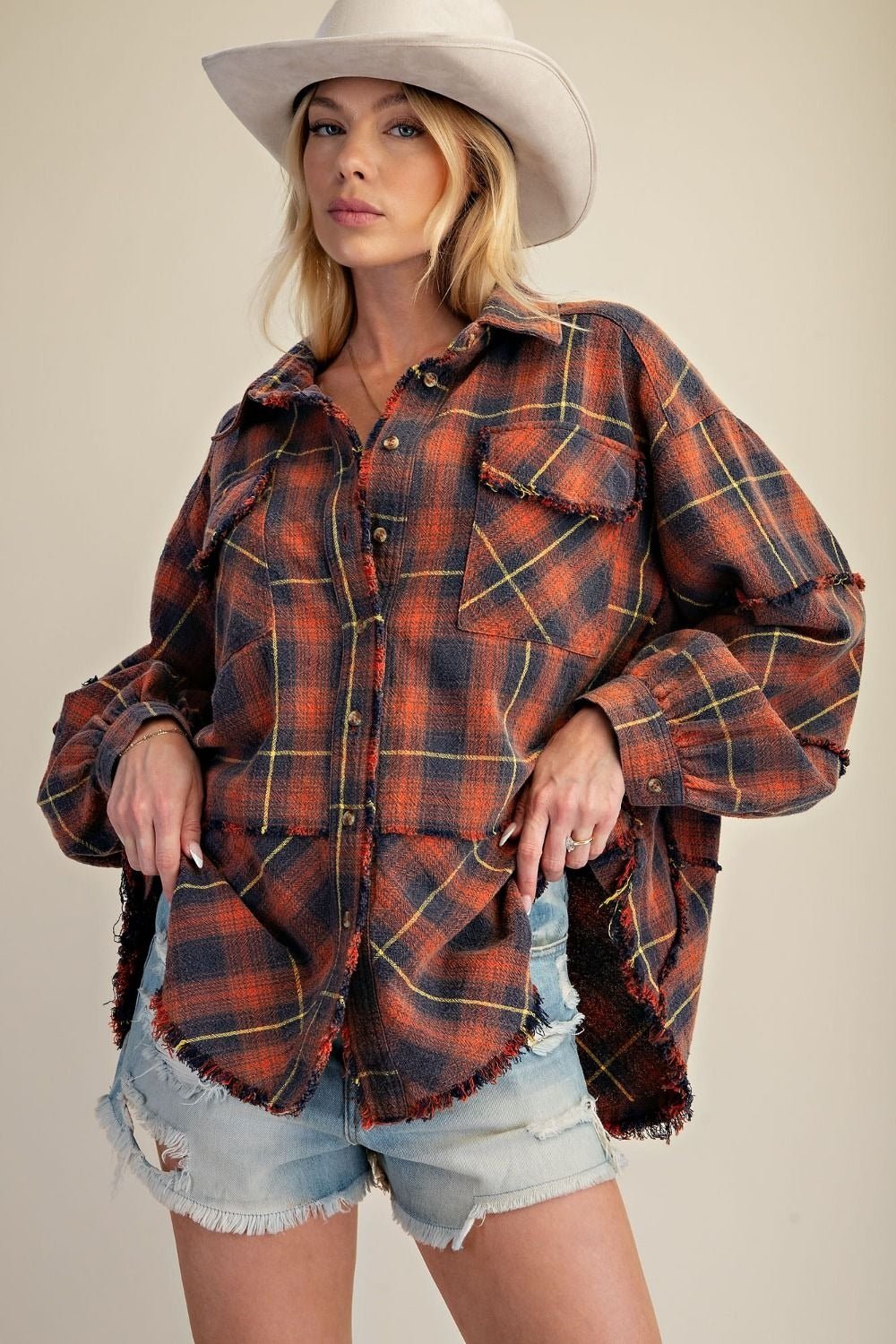 Bonfire Plaid Washed Button Down Shirt - Westly