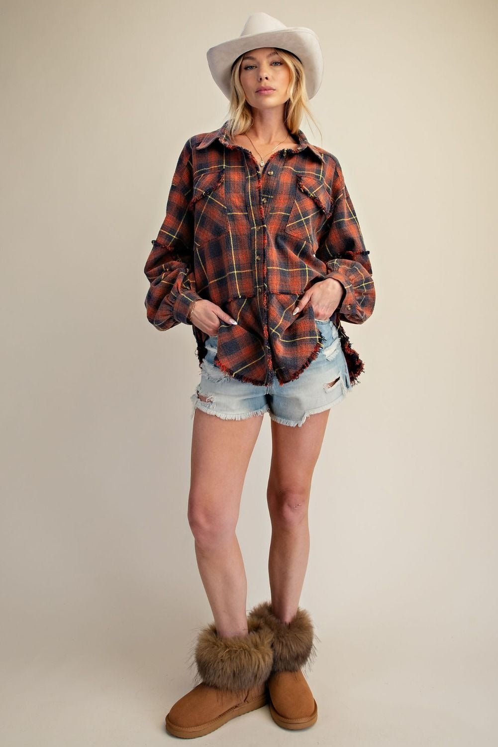 Bonfire Plaid Washed Button Down Shirt - Westly