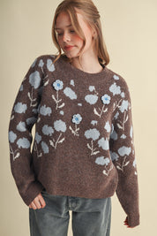 Botanical Relief Floral Applique Sweater - Westly