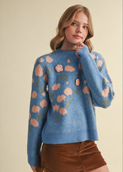 Botanical Relief Floral Applique Sweater - Westly