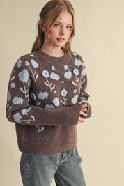 Botanical Relief Floral Applique Sweater - Westly