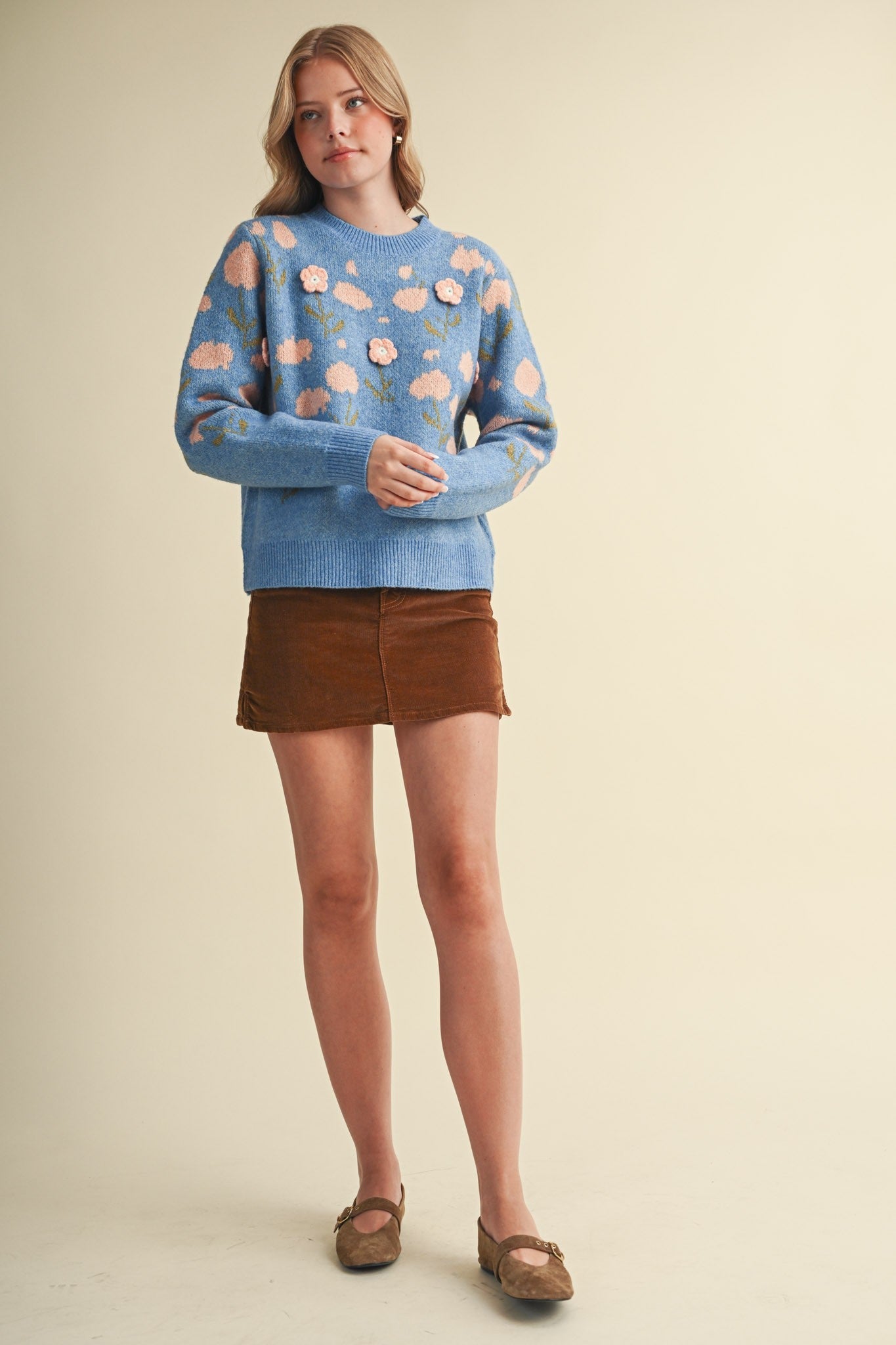 Botanical Relief Floral Applique Sweater - Westly