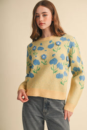 Botanical Relief Floral Applique Sweater - Westly
