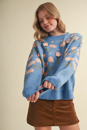 Botanical Relief Floral Applique Sweater - Westly