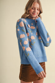 Botanical Relief Floral Applique Sweater - Westly