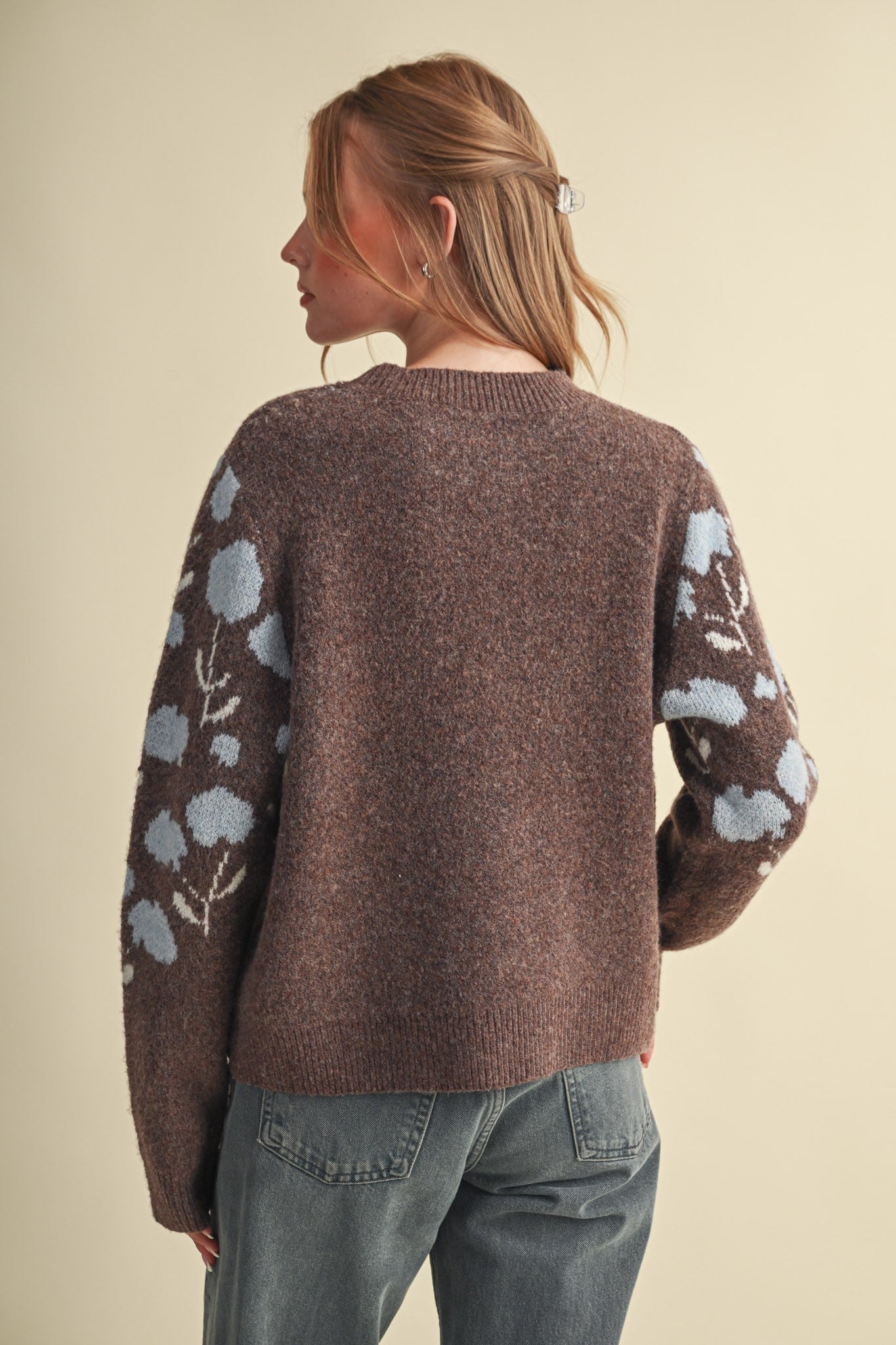 Botanical Relief Floral Applique Sweater - Westly